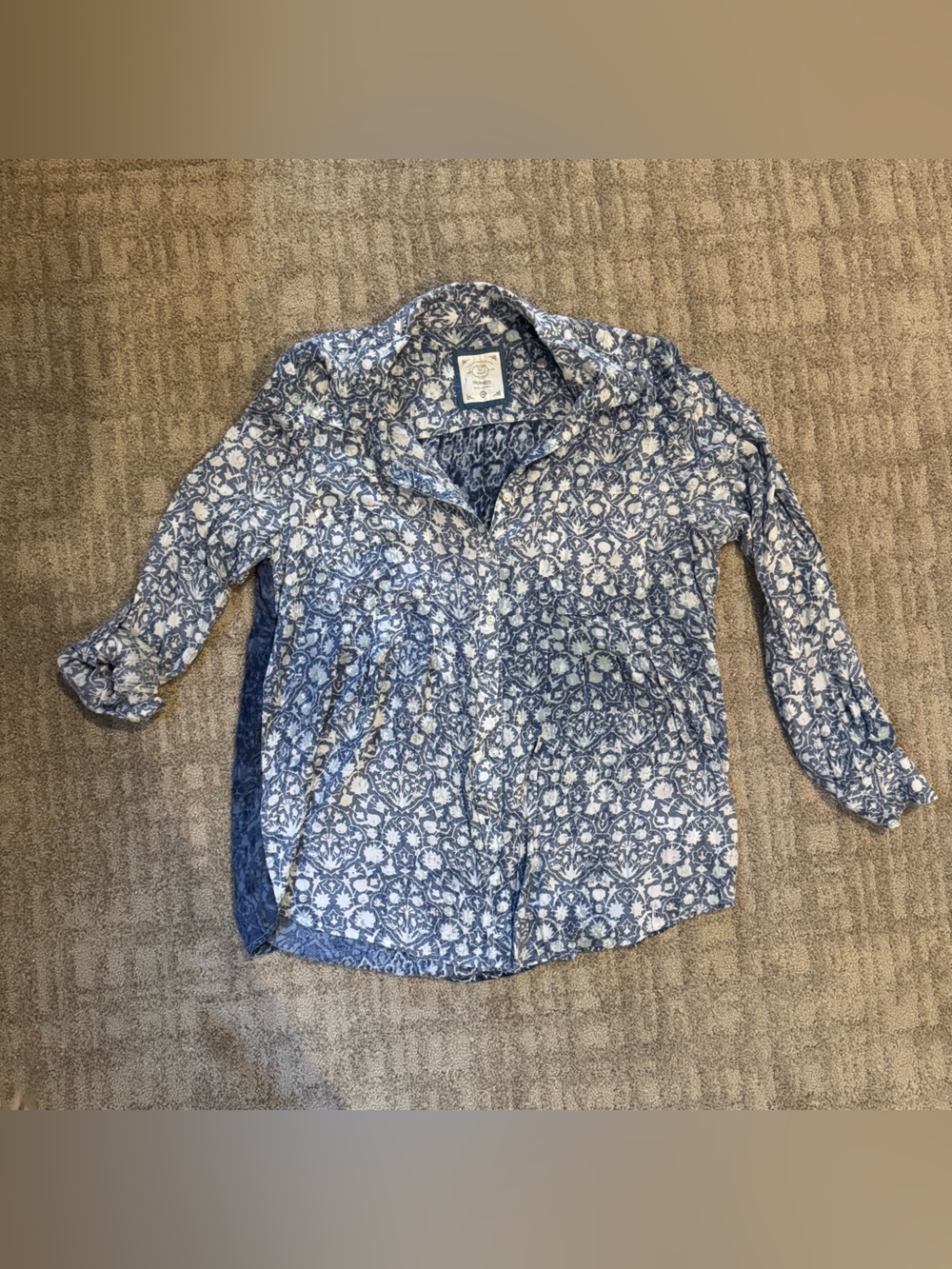 Style & Co Blue Button-Up Shirt with two tone back size 1x
